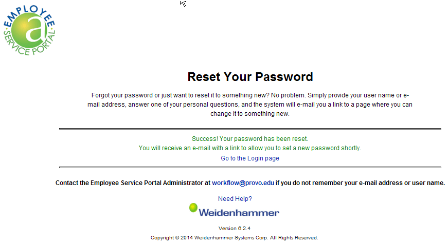 screenshot of the proccess to reset ALIO password