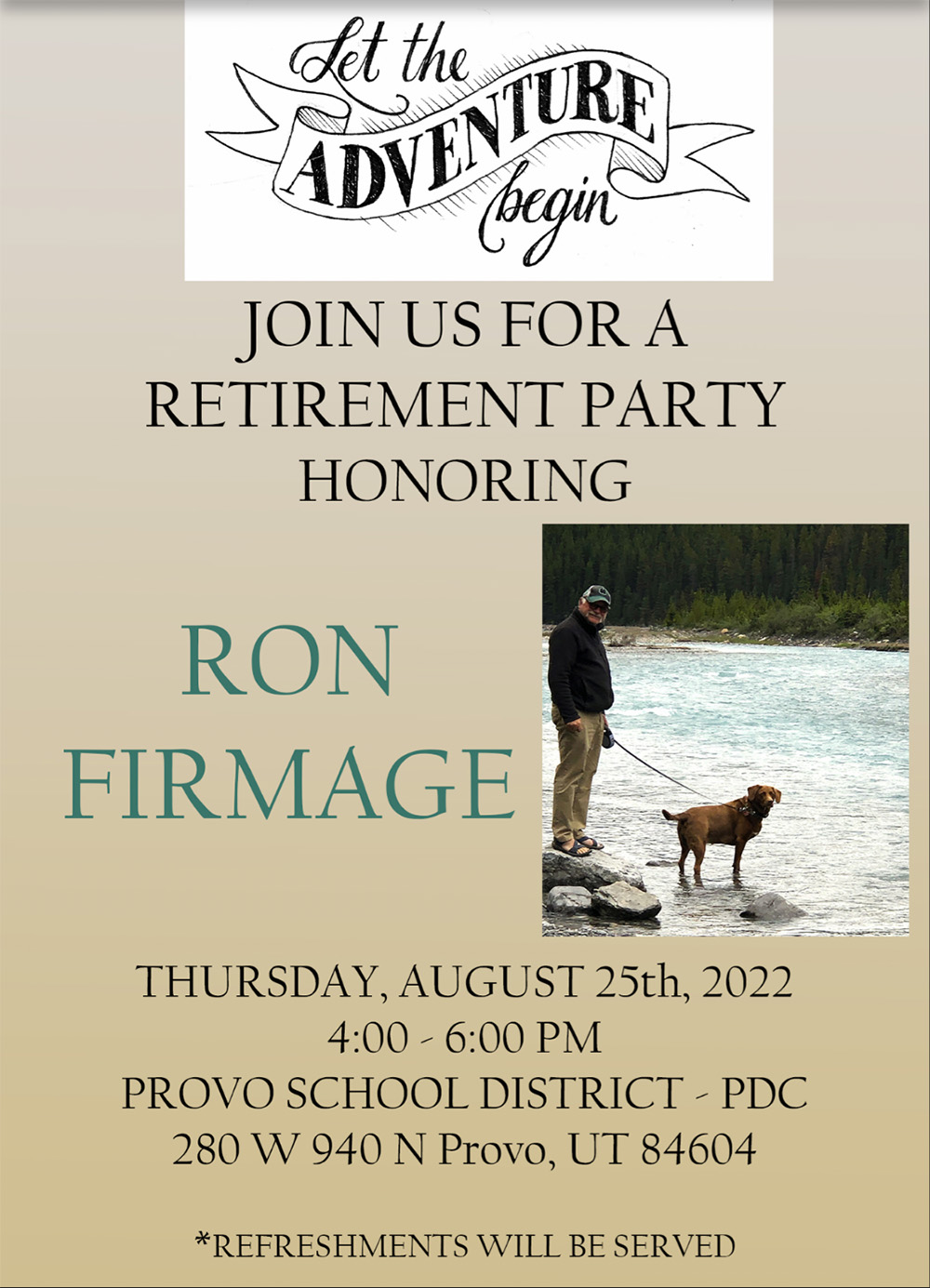 Ron Firmage Retirement announcement