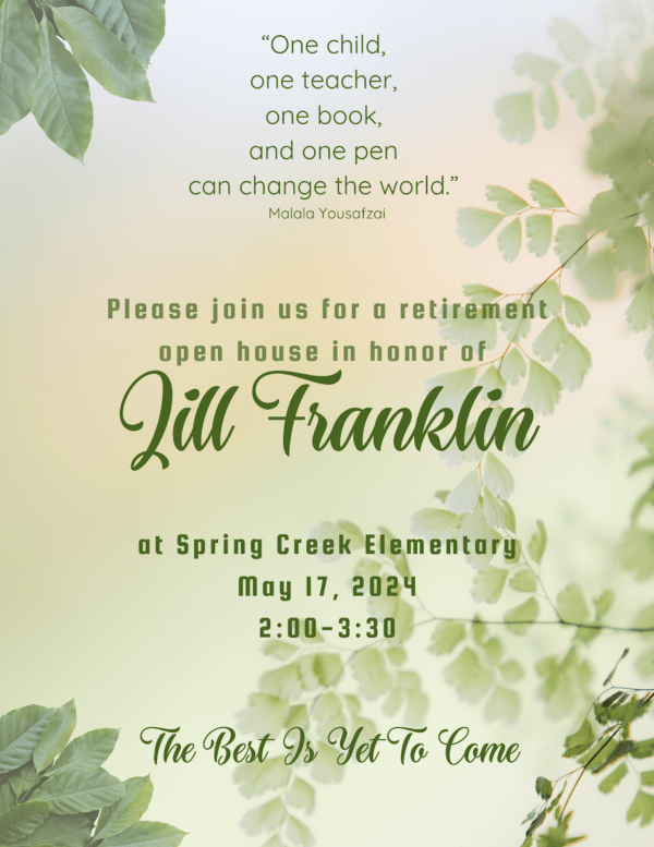 Jill Franklin Retirement Flier